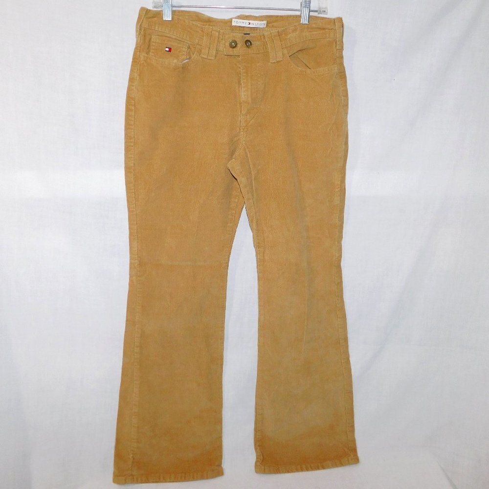 Tommy Hilfiger Flare Corduroy Pants Tan Mid Rise Cords Womens 12